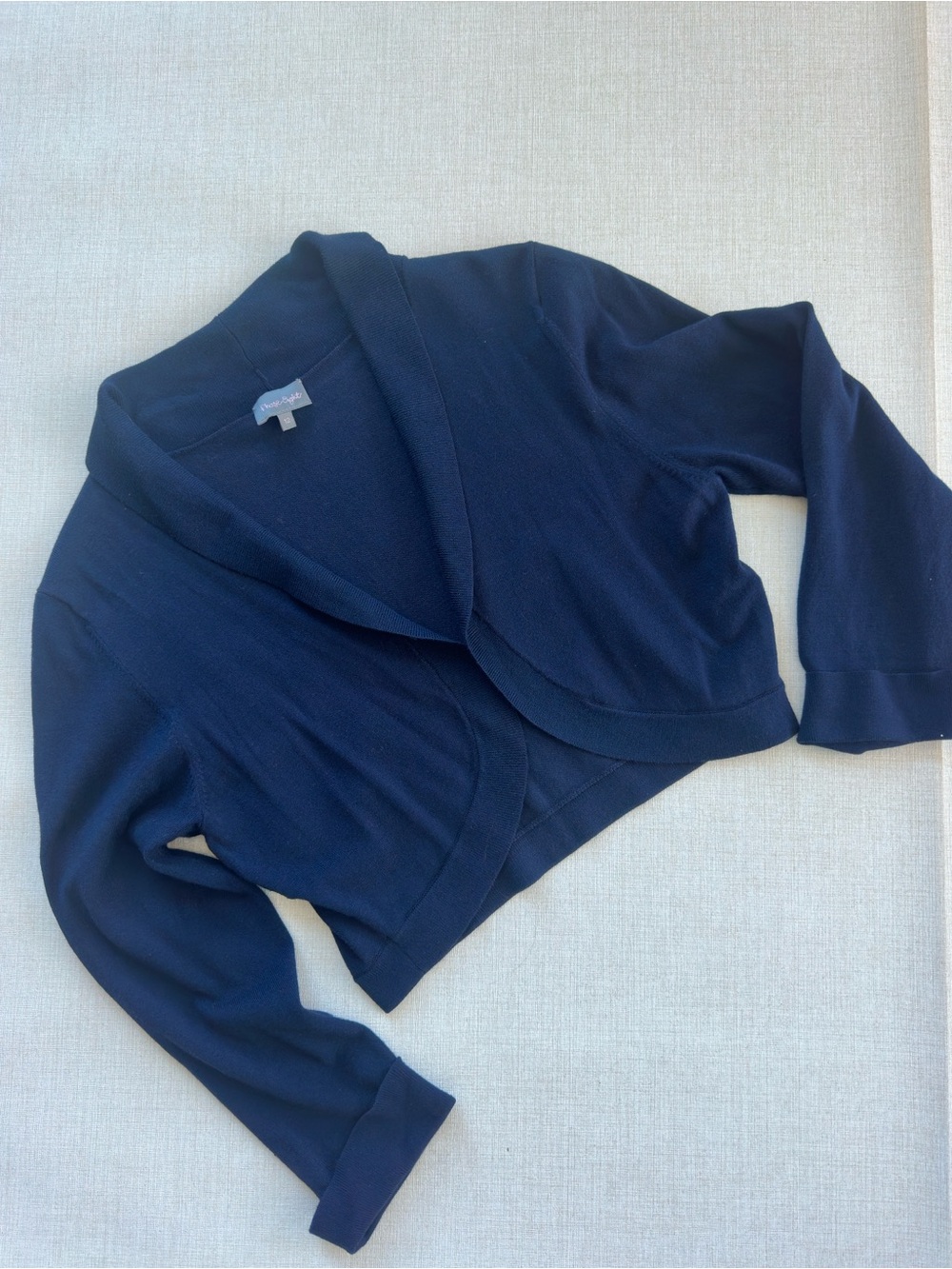 Navy Cropped Shawl Collar Sweater